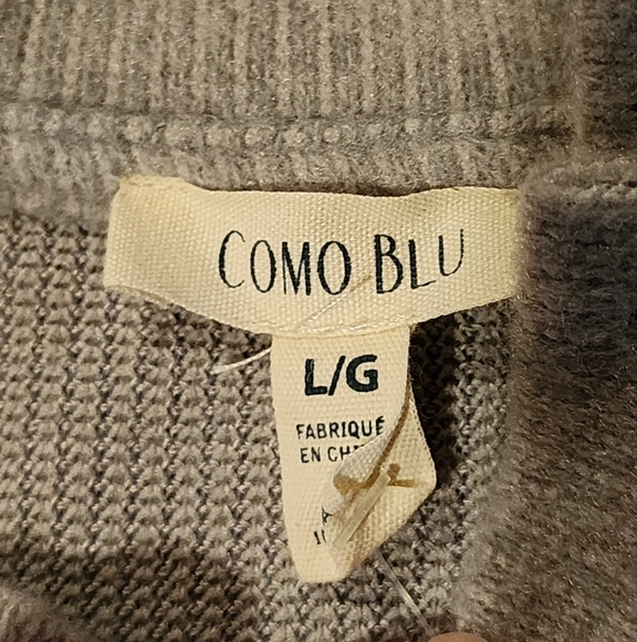 Como Blu Gray Rhinestone Button Shoulder Sweater Balloon Sleeve L - Picture 6 of 8